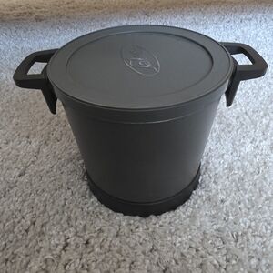 Gray Plastic Kitchen Container with Lid and Handles